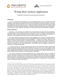 Writing Style Analysis Applications