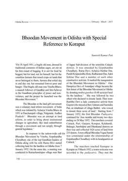 Bhoodan Movement in Odisha with Special Reference to Koraput