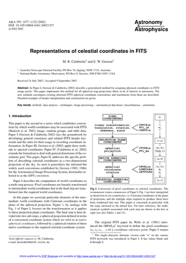 Representations of Celestial Coordinates in FITS