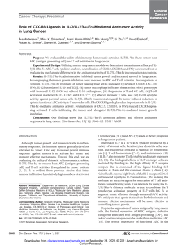 Role of CXCR3 Ligands in IL-7/IL-7Ra-Fc–Mediated Antitumor Activity in Lung Cancer