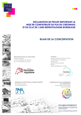 Bilan De La Concertation Déclaration De Projet Emportant La Mise En Compatibilité De PLUI Du Créonnais