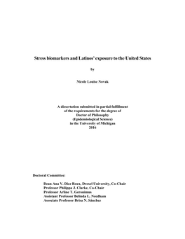 Stress Biomarkers and Latinos' Exposure to the United States