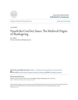 Passeth the Cran'brry Sauce: the Medieval Origins of Thanksgiving