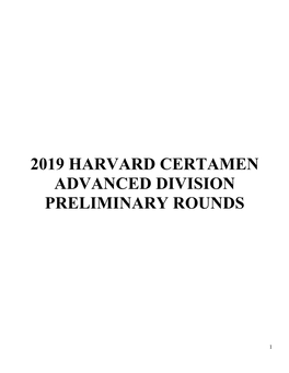 2019 Harvard Certamen Advanced Division Preliminary Rounds