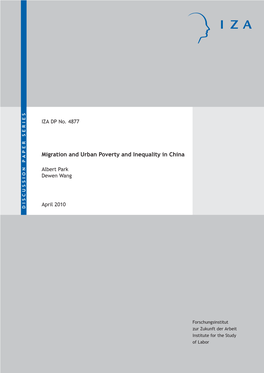 Migration and Urban Poverty and Inequality in China