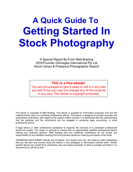 Getting Started in Stock Photography