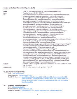 CJA's Feb. 28, 2019 E-Mail to Assembly Judiciary Committee Member Lavine