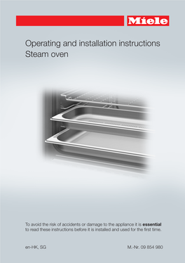 Operating and Installation Instructions Steam Oven