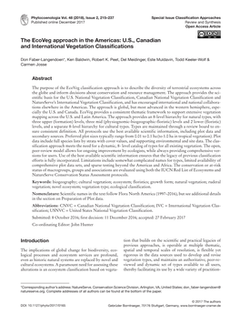 The Ecoveg Approach in the Americas: U.S., Canadian and International Vegetation Classifications