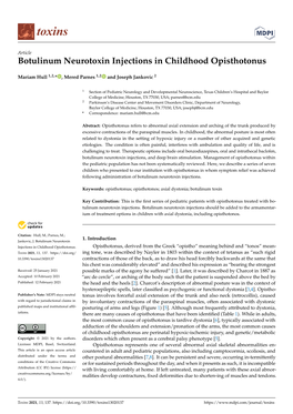 Botulinum Neurotoxin Injections in Childhood Opisthotonus