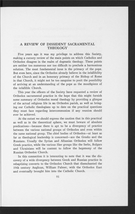 A Review of Dissident Sacramental Theology