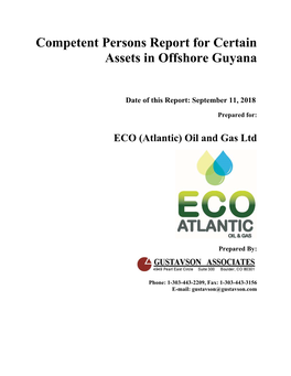 Competent Persons Report for Certain Assets in Offshore Guyana