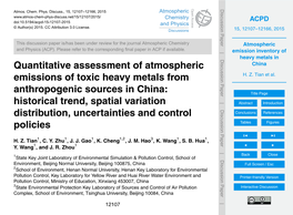 Atmospheric Emission Inventory of Heavy Metals in China