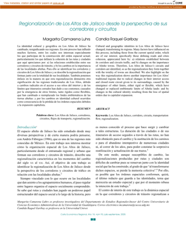Regionalización De Los Altos De Jalisco Desde La Perspectiva De Sus Corredores Y Circuitos