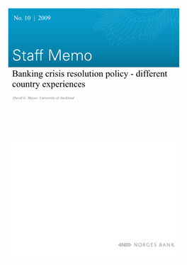 Banking Crisis Resolution Policy - Different Country Experiences