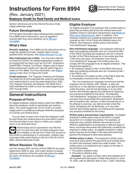 Instructions for Form 8994 (Rev. January 2021)