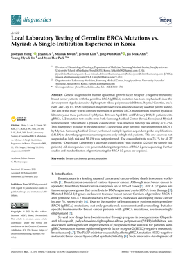 Local Laboratory Testing of Germline BRCA Mutations Vs. Myriad: a Single-Institution Experience in Korea