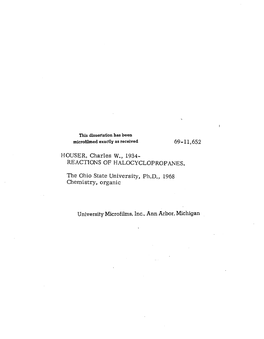 REACTIONS of HALOCYCLOPROPANES. The