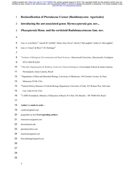 Reclassification of Pterulaceae Corner (Basidiomycota: Agaricales)