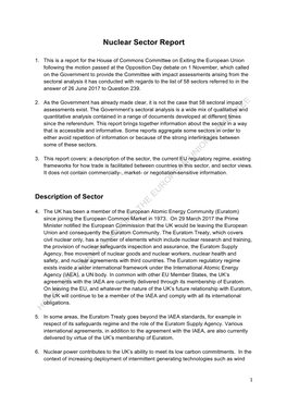 Nuclear Sector Report