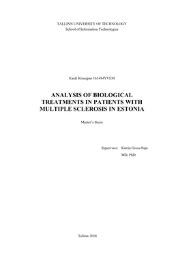 Analysis of Biological Treatments in Patients with Multiple Sclerosis in Estonia