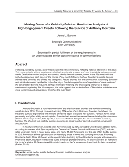 Making Sense of a Celebrity Suicide: Qualitative Analysis of High-Engagement Tweets Following the Suicide of Anthony Bourdain