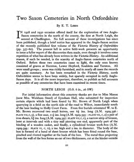 Two Saxon Cemeteries in North Oxfordshire