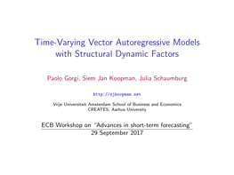 Presentation of Paper on Time-Varying Vector Autoregressive