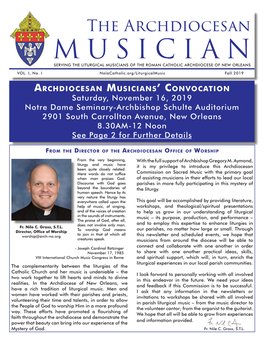 Musicianserving the Liturgical Musicians of the Roman Catholic Archdiocese of New Orleans Vol