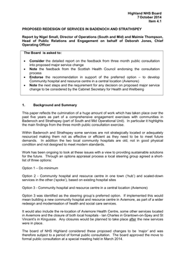 Badenoch & Strathspey Redesign Recommendation