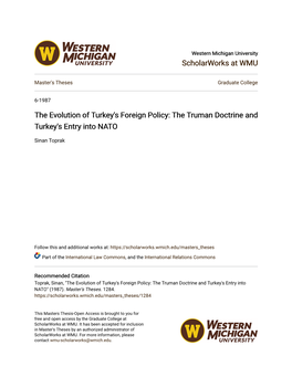 The Evolution of Turkey's Foreign Policy: the Truman Doctrine and Turkey's Entry Into NATO