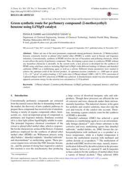 (2-Methoxyethyl) Benzene Using Li/Mgo Catalyst