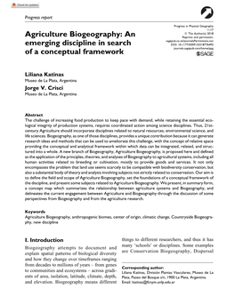 Agriculture Biogeography