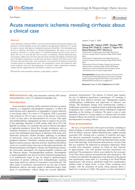 Acute Mesenteric Ischemia Revealing Cirrhosis: About a Clinical Case