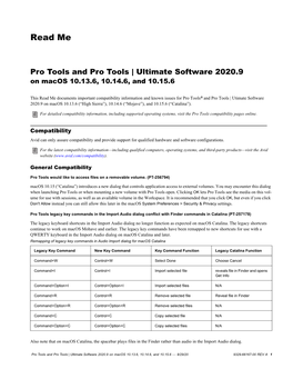 Pro Tools 2020.9 Read Me (Macos)