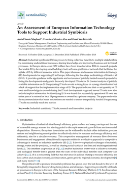 An Assessment of European Information Technology Tools to Support Industrial Symbiosis