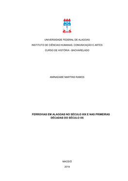Ferrovias Em Alagoas No Século Xix E Nas Primeiras Décadas Do Século Xx