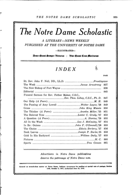 Ue Notre D Ame Scholastic a LITERARY—NEWS WEEKLY PUBLISHED at the UNIVERSITY of NOTRE DAME