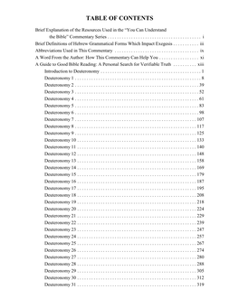 Table of Contents