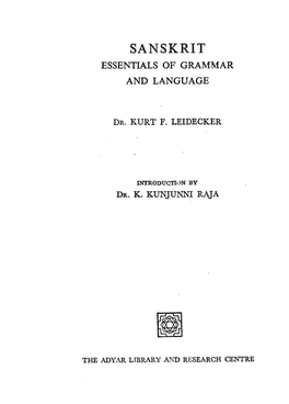 Sanskrit Essentials of Grammer and Language