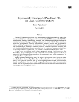 Exponentially-Hard Gap-CSP and Local PRG Via Local Hardcore Functions