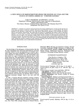 A New Genus of Rhinocerotoid from The