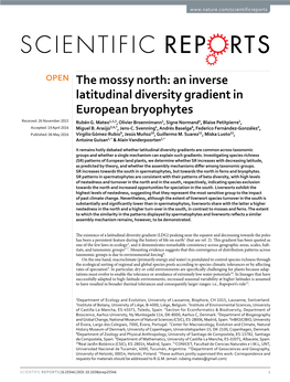 An Inverse Latitudinal Diversity Gradient in European Bryophytes Received: 26 November 2015 Rubén G