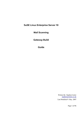 Suse Linux Enterprise Server 10 Mail Scanning Gateway Build Guide