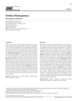 Orbital Meningiomas Meningiomas Orbitários Carlos Eduardo Da Silva, M.D