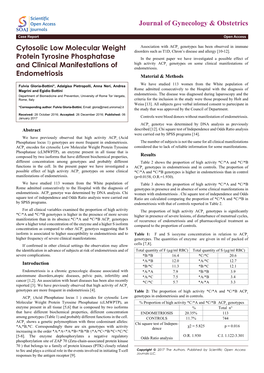 Journal of Gynecology & Obstetrics Cytosolic Low Molecular Weight