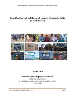 Identification and Validation of Leprosy Colonies in India: a Study Report
