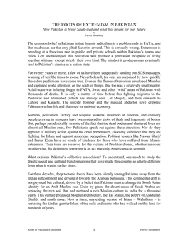 THE ROOTS of EXTREMISM in PAKISTAN How Pakistan Is Being Saudi-Ized and What This Means for Our Future by Pervez Hoodbhoy