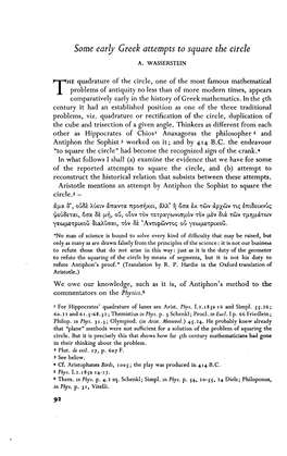 92 Some Early Greek Attempts to Square the Circle A. WASSERSTEIN