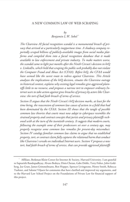 A NEW COMMON LAW of WEB SCRAPING of WEB SCRAPING LAW a NEW COMMON Affiliate, Berkman Klein Center for Internet & Society, Harvard University